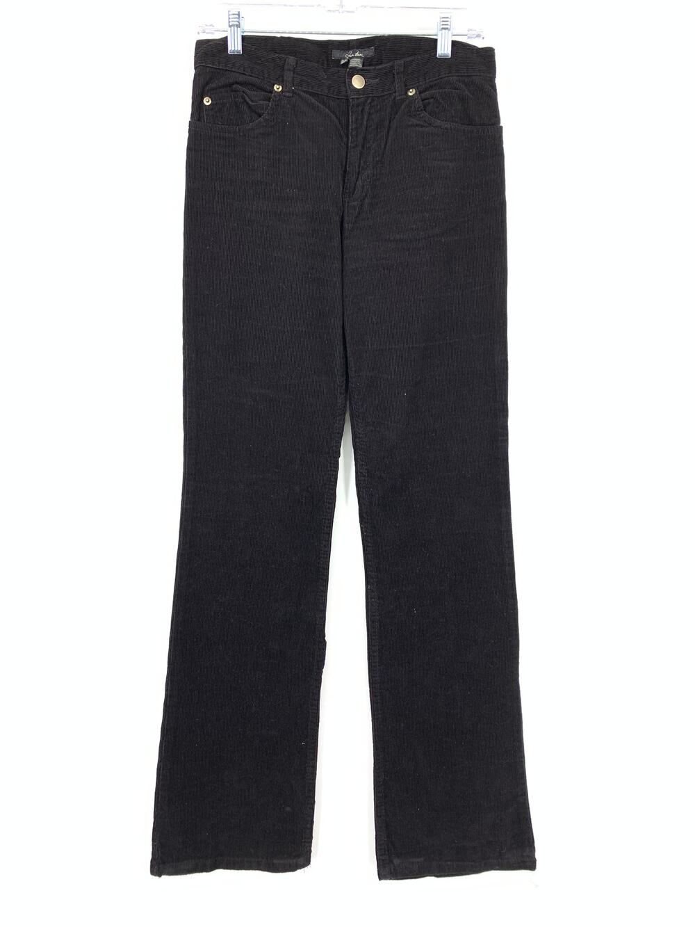 Zara Basic Straight Leg Corduroy Pants Womens Size 6 Black 100% Cotton